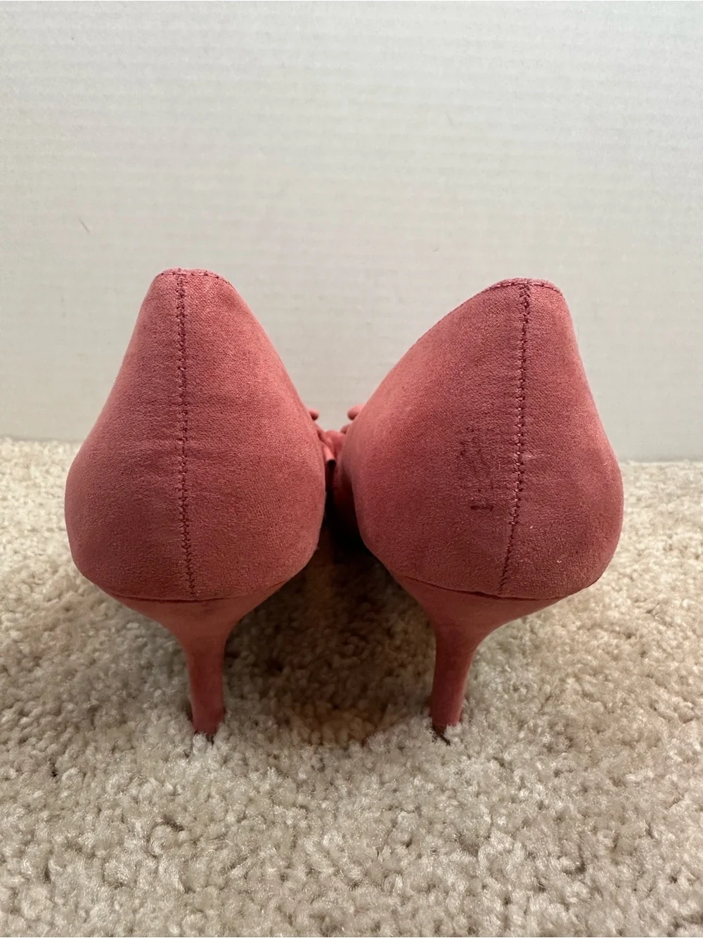 Kaari Blue Coral Pink Ruffle Pointed heels, size 8.5, new without box